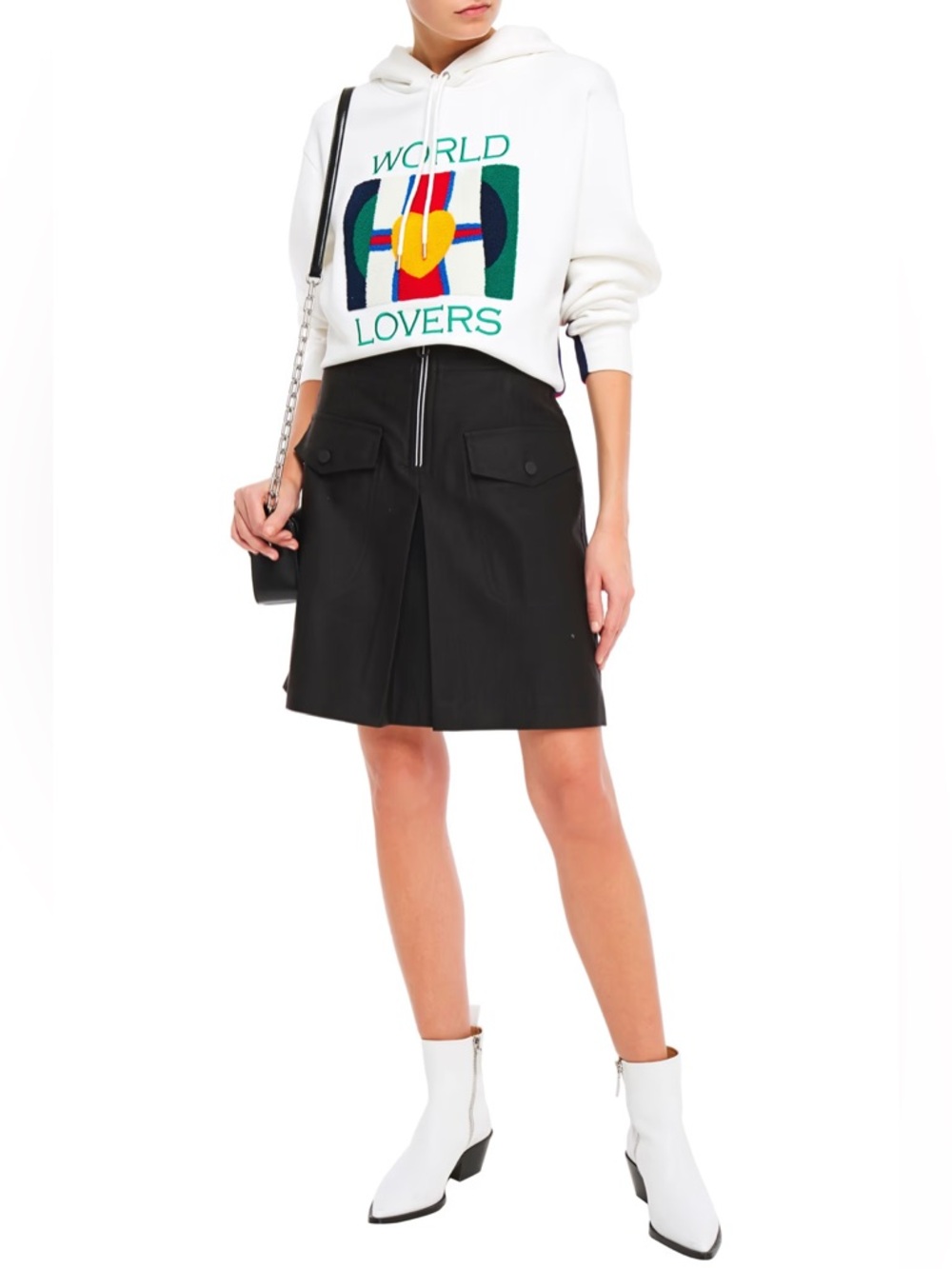 Sandro Aliya Zip Cotton Blend Twill Skirt - Picture 2 of 9